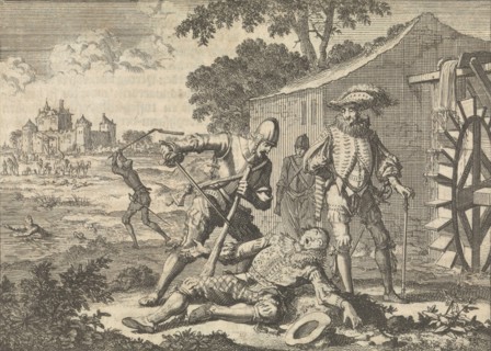 Count Wirich Philipp von Daun, Count Falkenstein, killed by Spaniards at a watermill, 1598, Jan