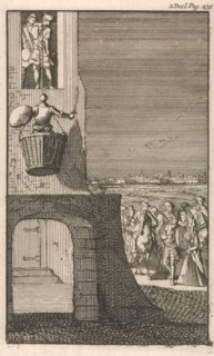 Don Clarazel in a laundry basket, Caspar Luyken, Johannes Broersz, Nathanael Holbeex, 1697