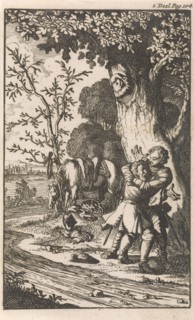 Don Clarazel embraces Gandales, he chooses his squire, Caspar Luyken, Johannes Broersz, Nathanael