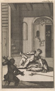 Don Clarazel attacked in Marseille by the insane brother's worth, Caspar Luyken, Johannes Broersz,