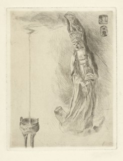 Statue of a Japanese goddess, print maker: Adriaan Pit