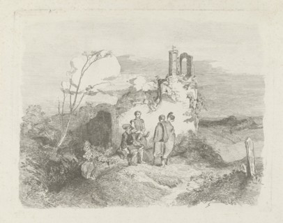 Men near ruins, Charles Rochussen, 1824 - 1894