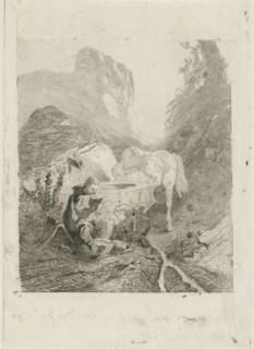 Reading man at a source, Charles Rochussen, 1824 - 1894