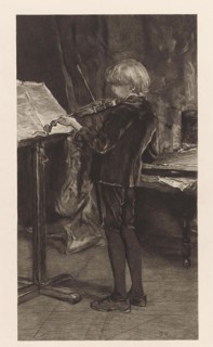 Young violin player, Willem Steelink (I), 1866 - 1928