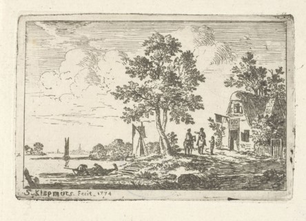 Landscape with a tavern and a river, Simon Klapmuts, 1774