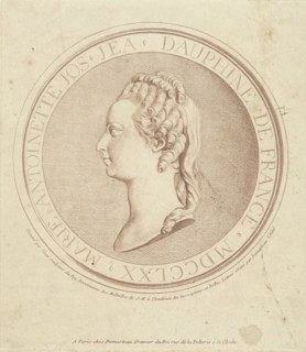 Portrait of Marie Antoinette, Dauphine of France, in bas-relief on the medallion, Gilles Demarteau,