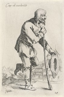 Crippled man leaning on a stick, Salomon Savery, 1630 - 1665