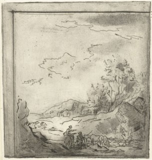 Landscape with rider and Shepherd, Louis Bernard Coclers John Janson, 1756-1817