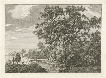 Landscape with a ditch and farms, Franciscus Andreas Milatz, 1784 - 1808