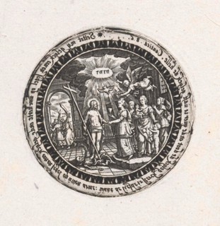 Medallion with a depiction of the marriage of Christ and his church, Dirck Strijcker, 1607 - 1677