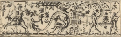 Two men pushing a wagon in which a woman sits, Anonymous, Cornelis Floris II, Hieronymus Cock,