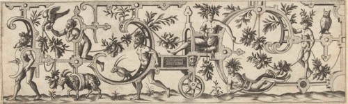 Wagon adorned with foliate scrolls, Anonymous, Cornelis Floris (II), Hieronymus Cock, 1552