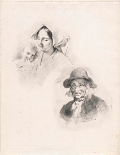 Woman with a child and old man, Louis Anthony Vintcent, 1822-1842