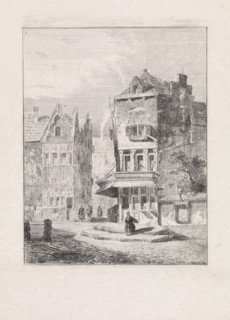 Cityscape with figures, Petrus Gerardus Vertin, 1829 - 1893