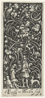 A falconer surrounded by dogs, Bartholomeus van Lochom, Hans Janssen, Frederik de Wit, after 1680 -