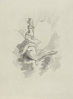 Minerva with a quill pen, print maker: Hermanus Fock, 1781 - 1822