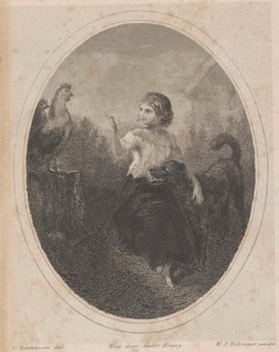 Girl with a dog and poultry, Willem Frederik Wehmeyer, Gebroeders Kraay, 1834 - 1854