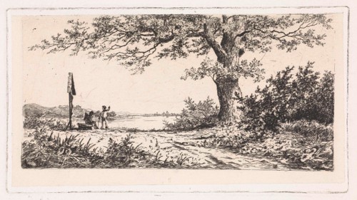 Landscape with two travelers, Elias Stark, 1859 - 1889
