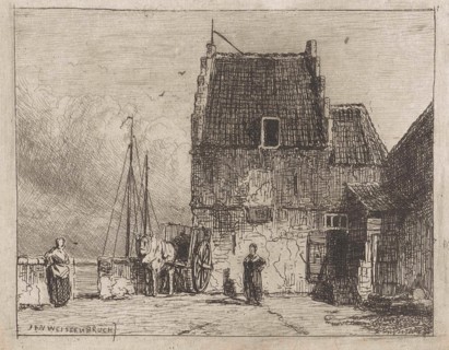 House on the waterfront in Nijmegen, The Netherlands, Jan Weissenbruch, 1837 - 1880