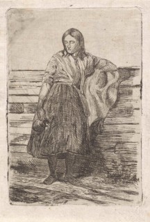 Young woman at a fence, Frederik Hendrik Weissenbruch, 1843 - 1887