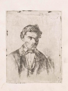 Self Portrait of Frederik Hendrik Weissenbruch, 1843-1887, print maker: Frederik Hendrik