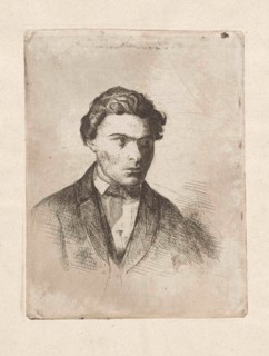 Self Portrait of Frederik Hendrik Weissenbruch, 1843-1887, print maker: Frederik Hendrik