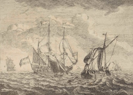 Seascape with two- and three-masters, Adam Silo, 1689-1760