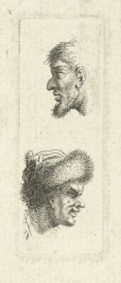 Study of two men's heads, Johannes Caspar Philips, 1732