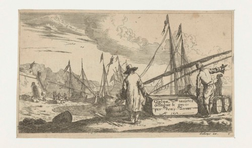 Port on the Mediterranean coast, print maker: Reinier Nooms, Pierre Gallays, 1652 and/or 1702 -