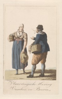 Fishermen from Vlaardingen, The Netherlands, print maker: Jan Anthonie Langendijk Dzn