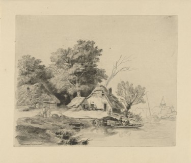 Farm waterfront, Remigius Adrianus Haanen, c. 1827 - 1879