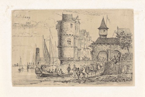Delivery of passengers on a ship, Henri Adolphe Schaep, 1841 - 1870
