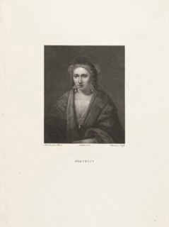 Portrait of a woman with pearl earrings, print maker: Lambertus Antonius Claessens, Rembrandt