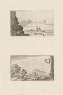 Two climbers on a ruin and a river landscape, Gillis van Scheyndel (I), 1605 - 1653