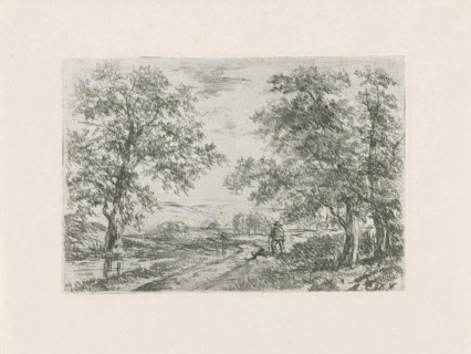 Landscape with walker, jhvr Cécile Dorothea Schuyl van der Does, 1810 - 1866