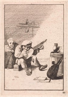 Farmer plays the lute, David Teniers II, Anonymous, 1626-1740