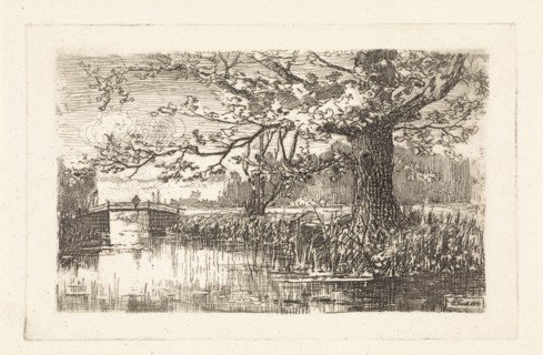 Landscape with tree and bridge, Elias Stark, 1886