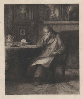 Man reading newspaper, Willem Steelink (II), 1866 - 1928