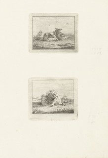 Two scenes with sheep, Jan Matthias Cok, 1735 - 1771
