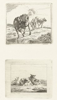 Two scenes with cows, Jan Matthias Cok, 1735 - 1771