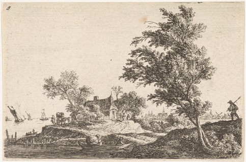 House on the waterfront, print maker: Anthonie Waterloo, Basan et Poignant, Pierre FranÃ§ois Basan,