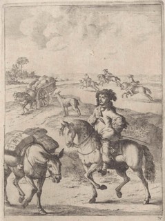 Fable of the horse and the donkey, Dirk Stoop, John Ogilby, 1665