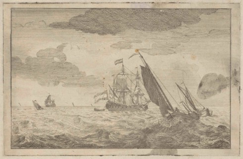 Choppy sea with a three-master, Adam Silo, 1689 - 1760