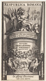 Rome crowned by Fame, print maker: Pieter Serwouters, Bonaventura Elzevier, Abraham Elzevier I,