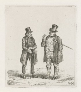 Two men with cane and top hat, Christiaan Wilhelmus Moorrees, 1811-1867
