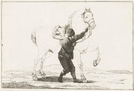 A boy holds a horse on the bridle, Joannes Bemme, 1800-1841