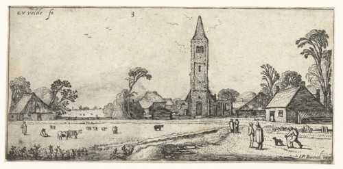 Hikers on a path to Spaarnwoude, The Netherlands, print maker: Esaias van de Velde, Johannes