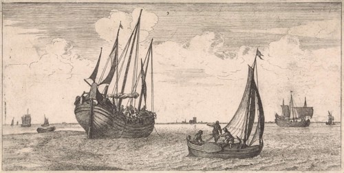 Mooring of the mail boat, print maker: Joost van Geel attributed to, Jacob Quack, 1665
