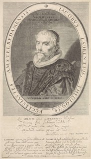 Portrait of the Amsterdam theologian Jacobus Laurentius, print maker: Theodor Matham (mentioned on