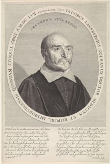 Portrait of Jacobus Lansbergen, print maker: Theodor Matham, Jan Mijtens, Jacob Cats 1577-1660,
